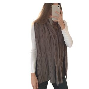 Cable Knit Scarf Brown Extra‎ Long cashmere